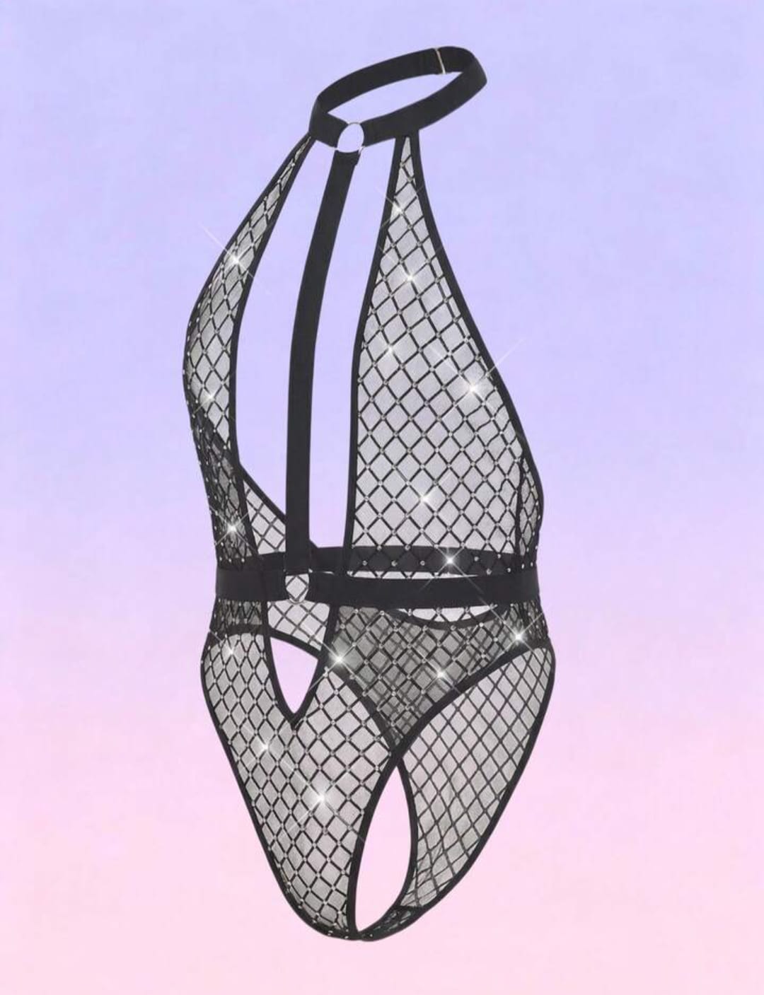Midnight Crystal Mesh Bodysuit